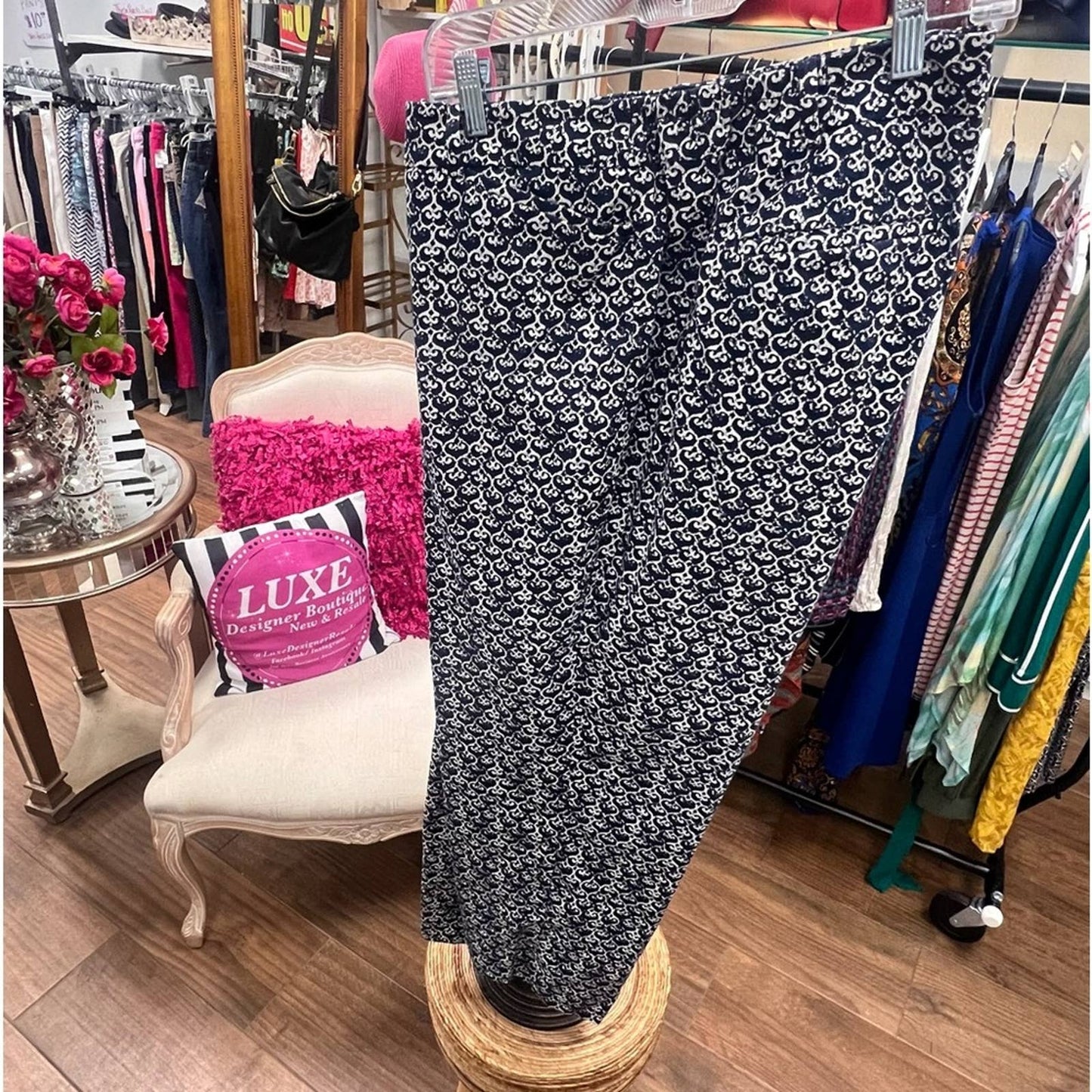 TALBOTS Blue & White Print Pants 18W