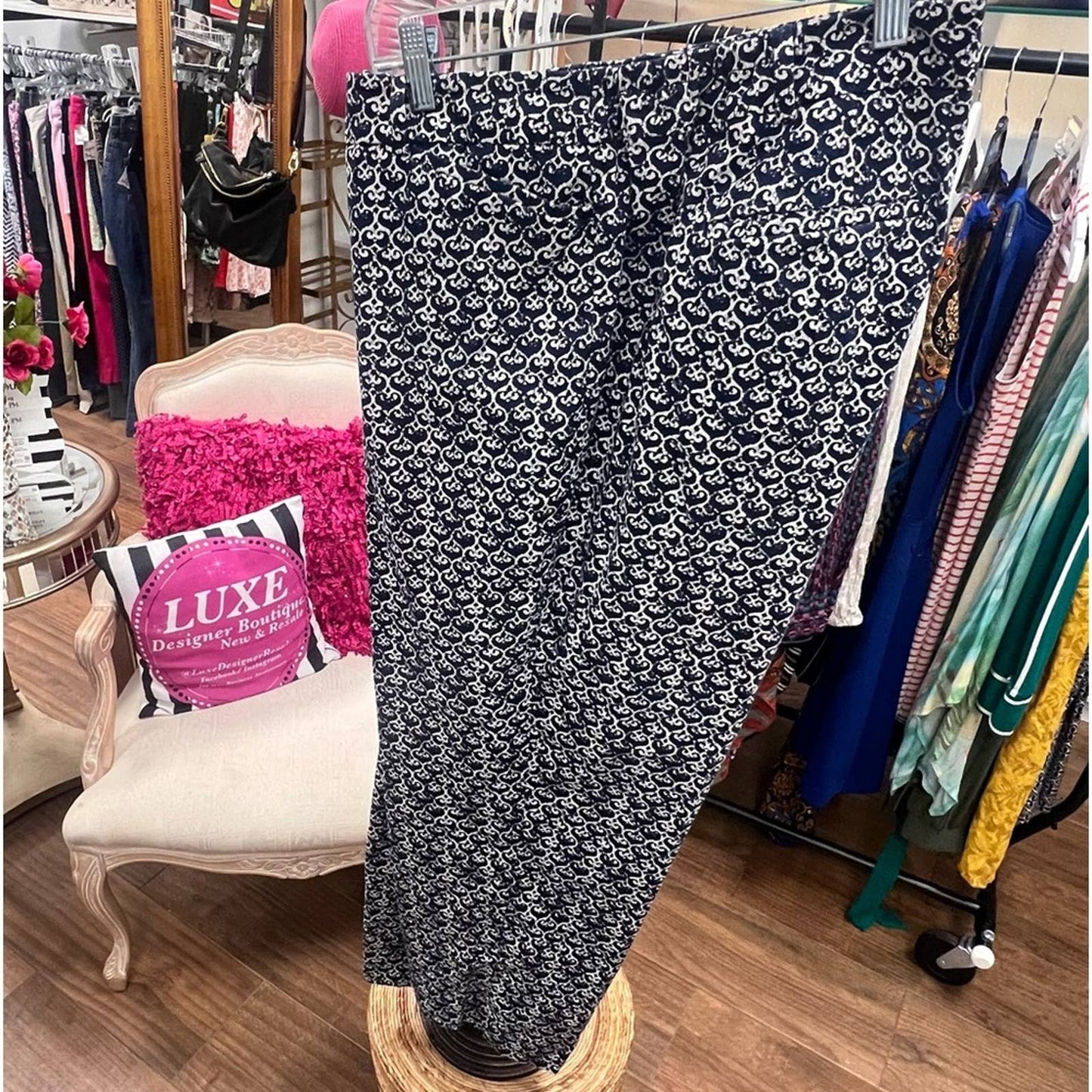 TALBOTS Blue & White Print Pants 18W