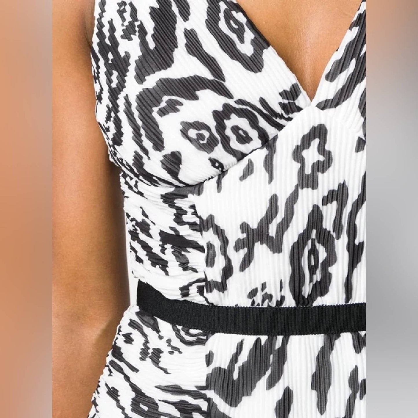 SELF PORTRAIT Leopard-print Plissé-chiffon Mini Dress In White | Black Sz 2
